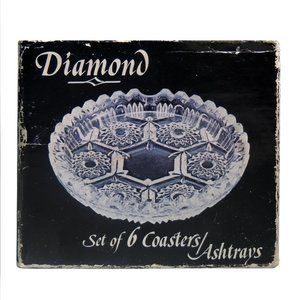 Vintage Crystal Glass Coasters Set of 6 Italy